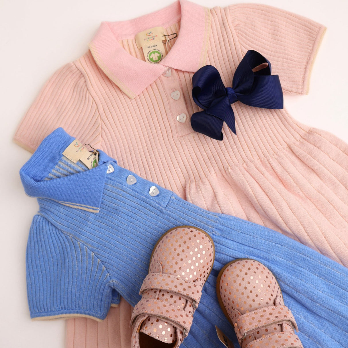 COPENHAGEN COLORS Ballerinaskor/Cream Comb. Rib Pikétröja Stickad Klänning