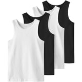 Name It Black Tank Topp 4-Pack Black White Solid Noos