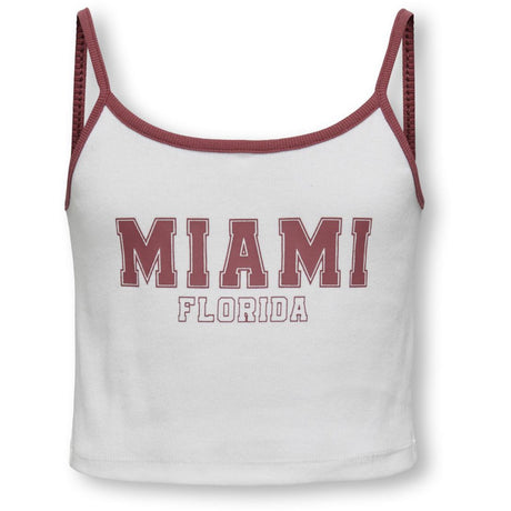 kids ONLY Bright White Ruby Wine Miami Vikka Rib Print Topp