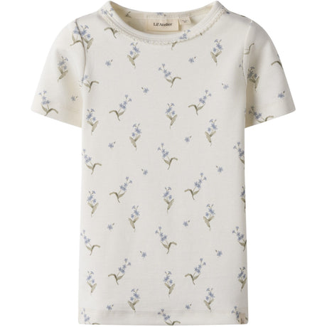Lil'Atelier Coconut Milk Forget Me Not Gayo Sig Slim T-Shirt