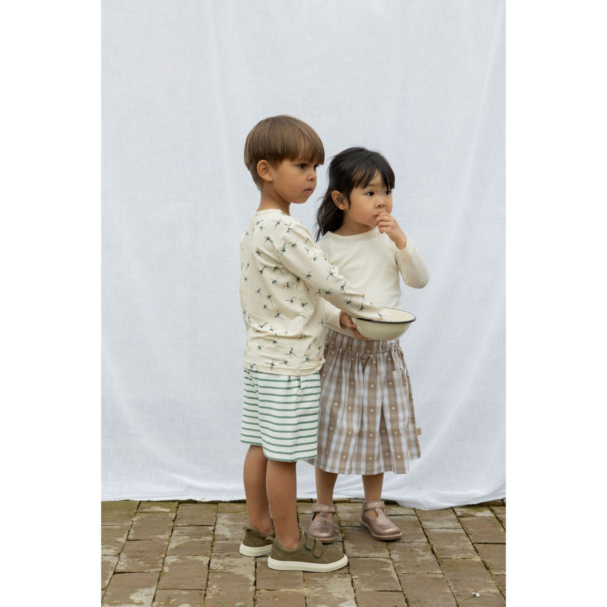 Petit Piao Off White Heart Kjol Pocket Woven