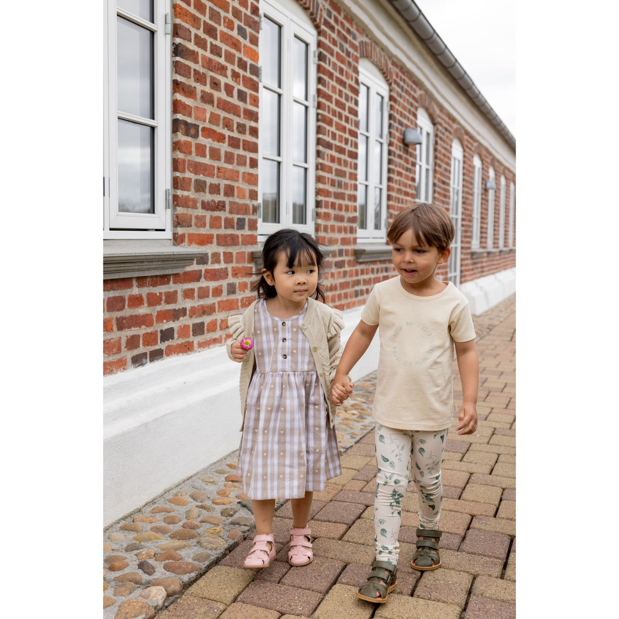 Petit Piao Off White Heart Klänning S/L Woven