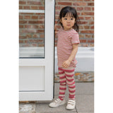 Petit Piao Light Berry/Dark Off White T-Skjorta S/S Modal Striped