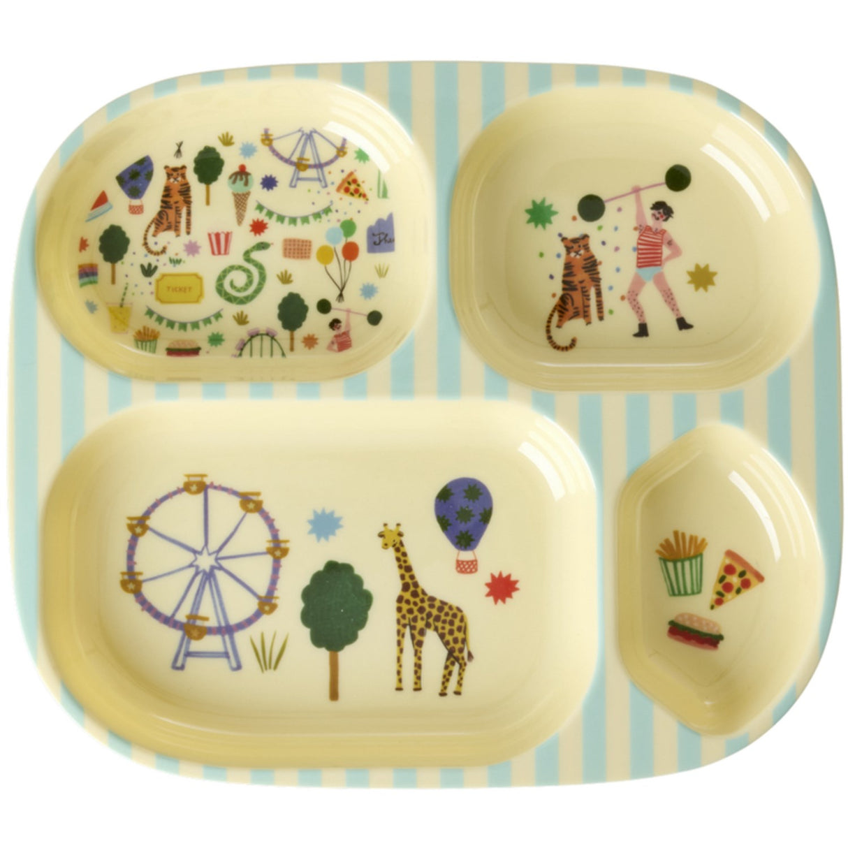 Rice Fun Fair Print Mint Melamine Kids 4-Rum Tallrik