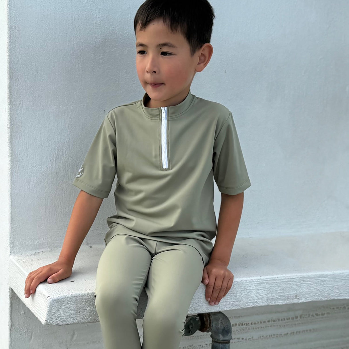 Petit Crabe Olive Max Half Zip Uv-Swim Skjorta S/S