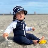 Petit Crabe Blue/White Multi Färg Sunsuit L/S