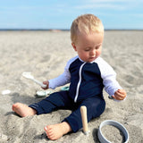 Petit Crabe Blue/White Multi Färg Sunsuit L/S