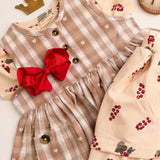 Petit Piao Off White Heart Klänning S/L Woven