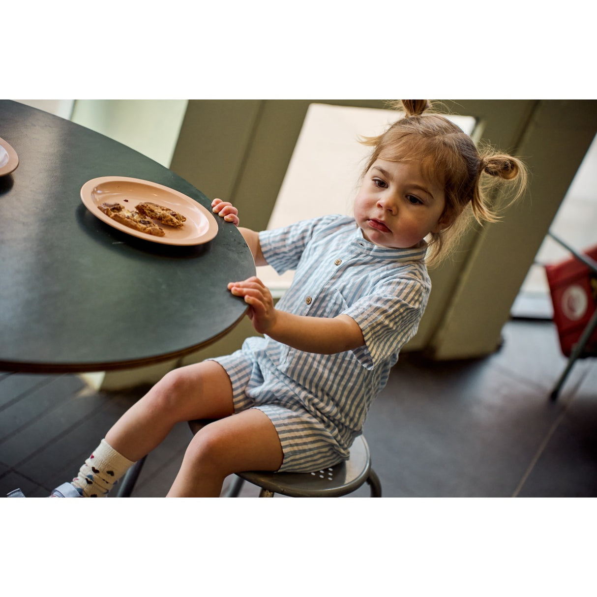 THE NEW Siblings X Luksusbaby Blue Fog Striped Ojo Byxdress