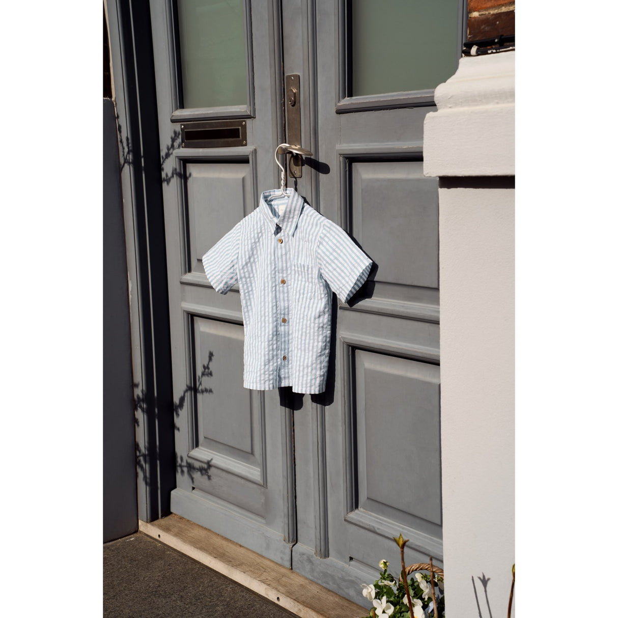 THE NEW Siblings X Luksusbaby Blue Fog Striped Ojo Skjorta