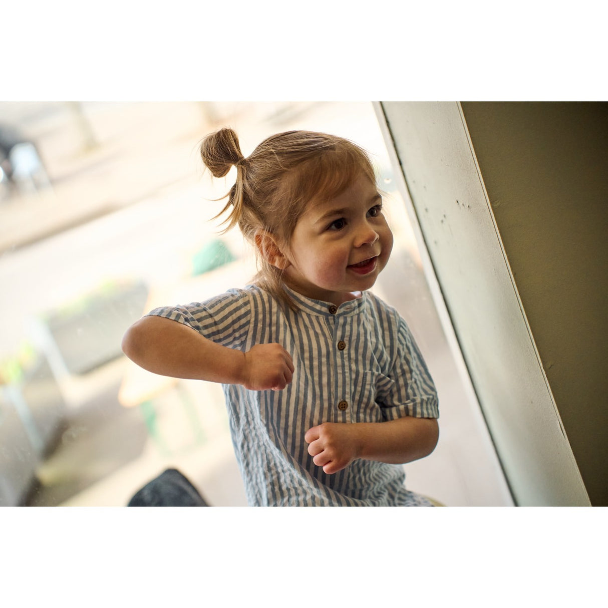 THE NEW Siblings X Luksusbaby Blue Fog Striped Ojo Byxdress