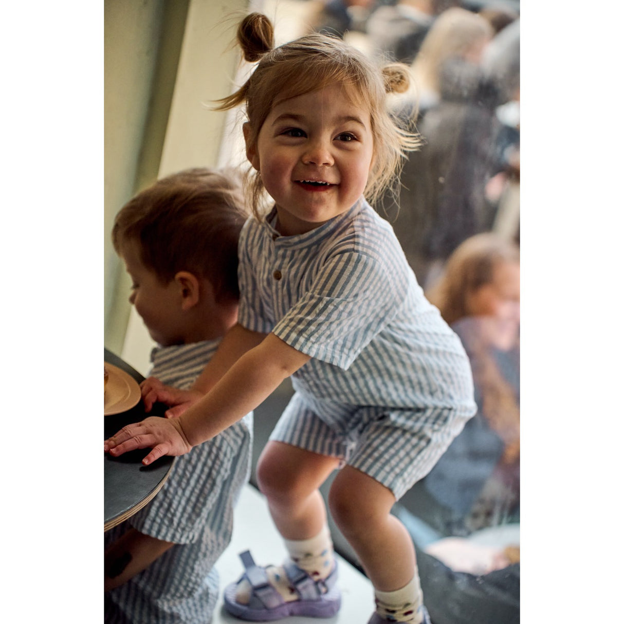 THE NEW Siblings X Luksusbaby Blue Fog Striped Ojo Skjorta