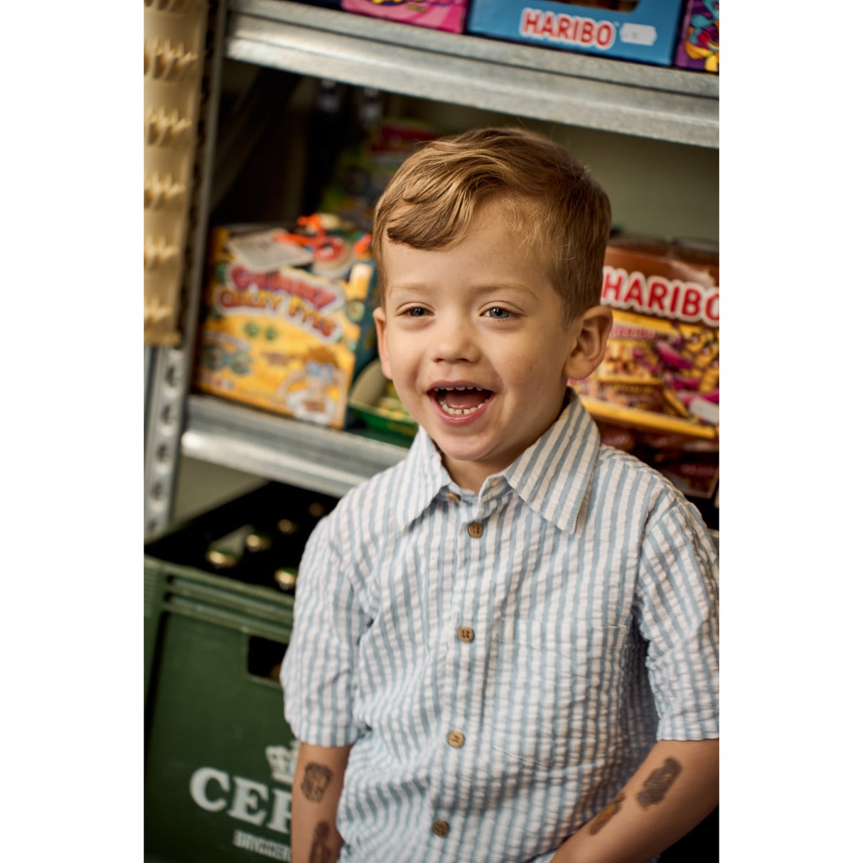 THE NEW Siblings X Luksusbaby Blue Fog Striped Ojo Skjorta