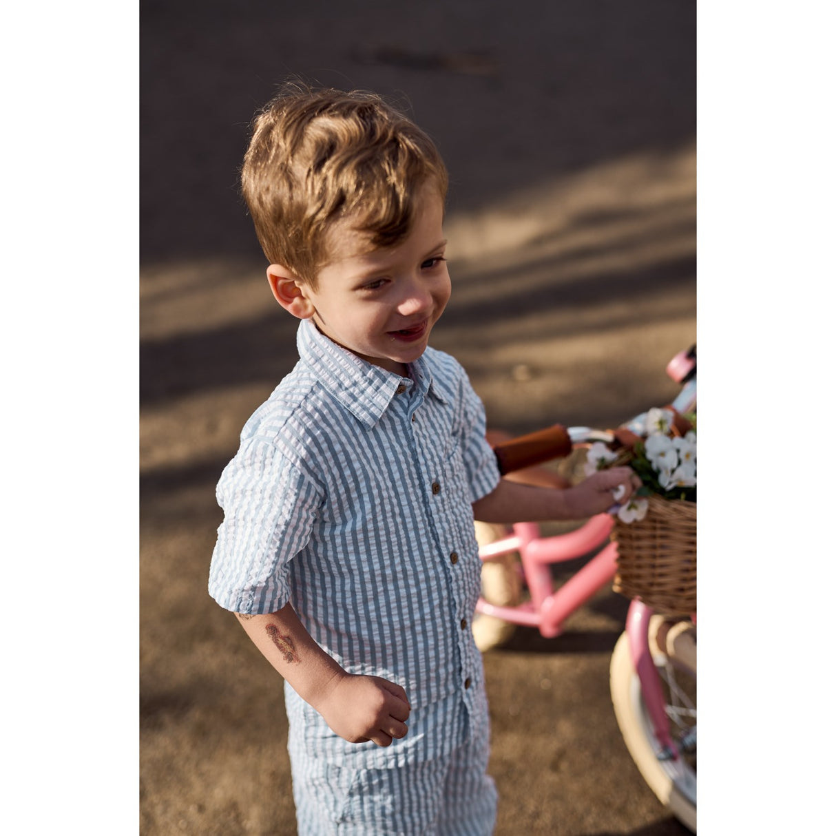 THE NEW Siblings X Luksusbaby Blue Fog Striped Ojo Skjorta