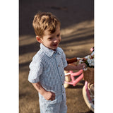 THE NEW Siblings X Luksusbaby Blue Fog Striped Ojo Skjorta