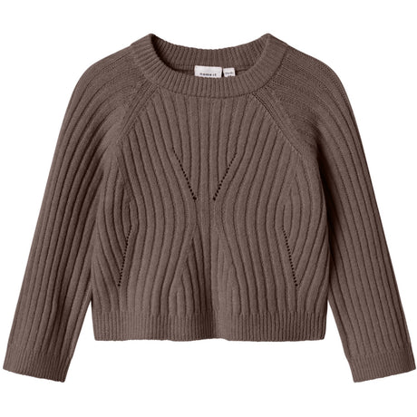 Name It Coffee Quartz Nmfrikine Ls Kort Stickad Pullover Pb