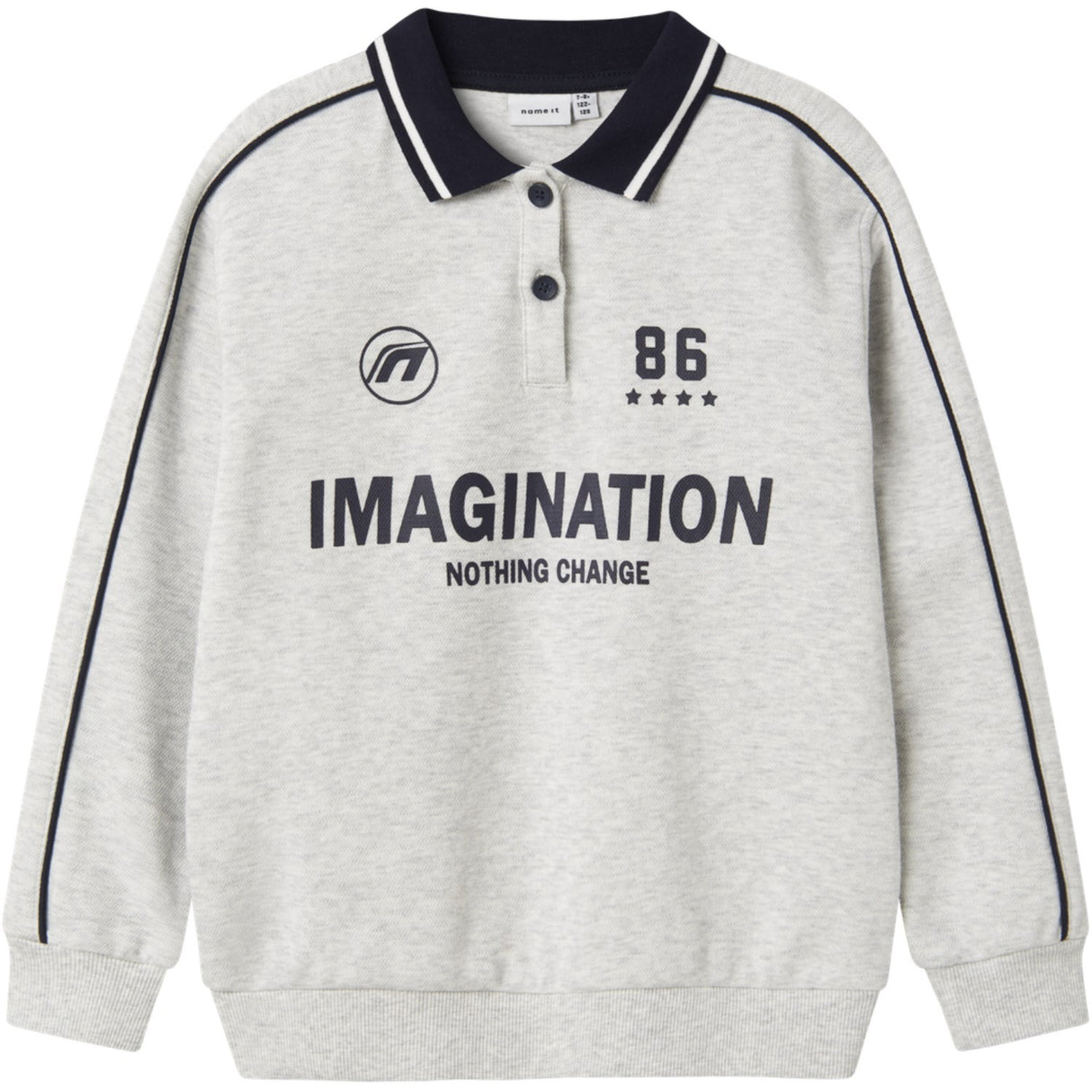 Name It Light Grey Melange Nkmkris Ls Nreg Pikétröja