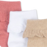 Konges Sløjd Sand/Optic White/Raspberry 3 Pack Frill Strumpor