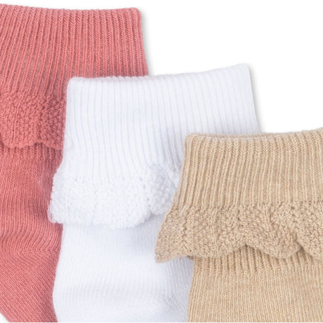 Konges Sløjd Sand/Optic White/Raspberry 3 Pack Frill Strumpor