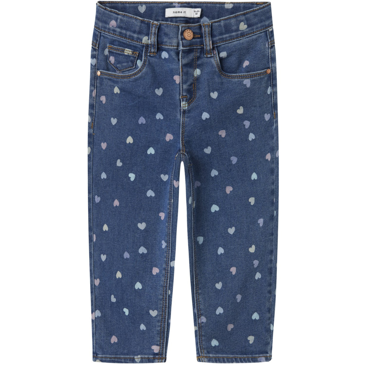 Name It Denim Blue Hearts Nmfbella Mom Shaped Jeans 3555-On Noos