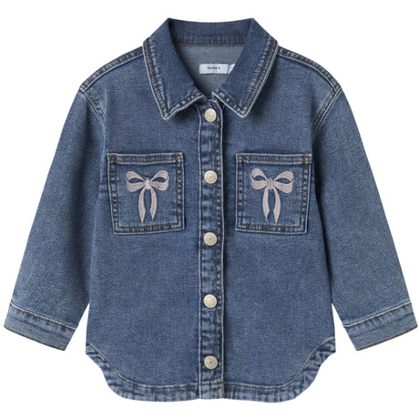 Name It Medium Blue Denim Bow Embroidery Nmfdevi Dnm Emb Jacka 1224-Sm K
