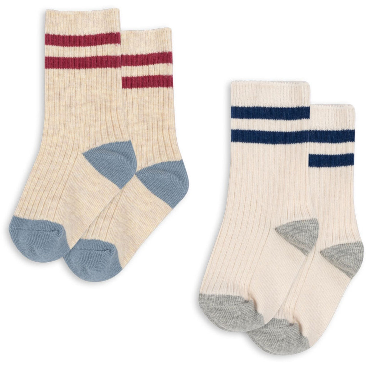 Konges Sløjd Off White/Multi Strip 2 Pack Rib Strumpor