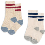 Konges Sløjd Off White/Multi Strip 2 Pack Rib Strumpor
