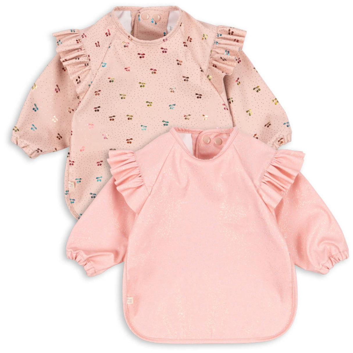 Konges Sløjd Cherry Sparkle 2 Pack Dinner Haklapp Med Ärmar och Frill