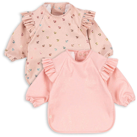 Konges Sløjd Cherry Sparkle 2 Pack Dinner Haklapp Med Ärmar och Frill