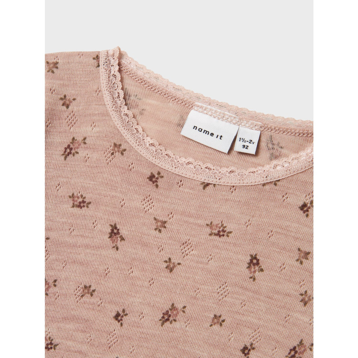 Name It Shadow Gray Small Flowers Nmfwang Ull Needle Ls Topp Noos