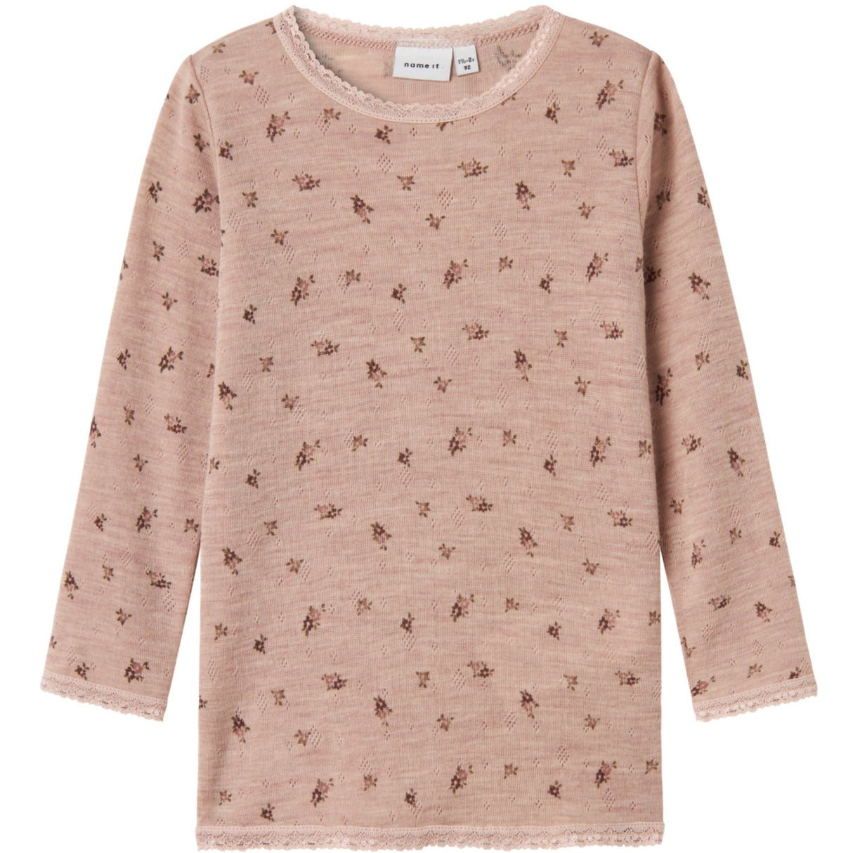 Name It Shadow Gray Small Flowers Nmfwang Ull Needle Ls Topp Noos