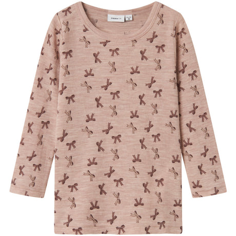 Name It Shadow Gray Bows Nmfwang Ull Rib Ls Topp Aop