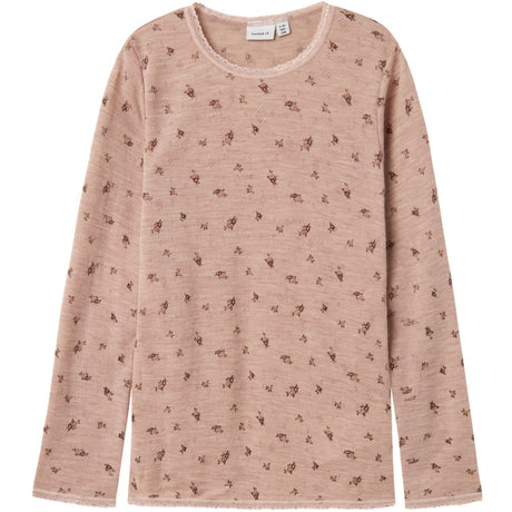 Name It Shadow Gray Small Flowers Nkfwang Ull Needle Ls Topp