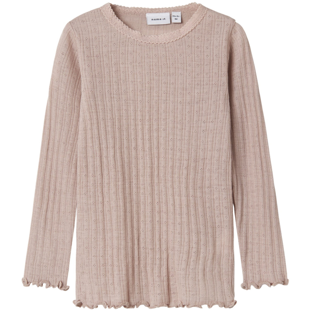 Name It Shadow Gray Nmfwossa Wo/Si Rib Ls Topp