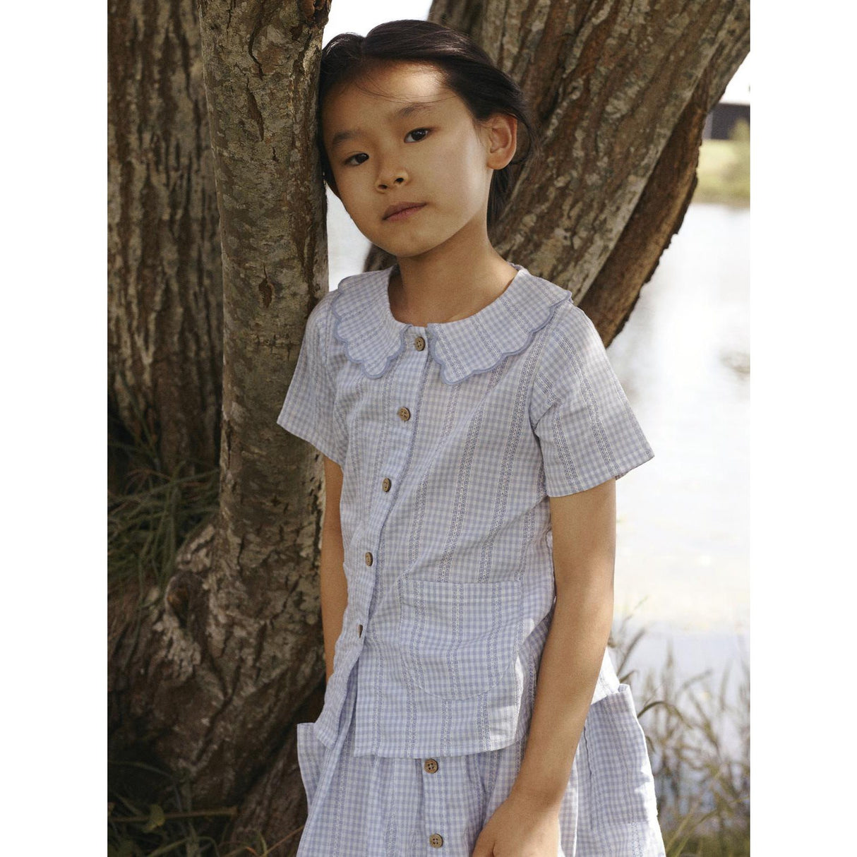 Lil'Atelier Zen Blue Nmfhazelle Ss Loose Skjorta Lil