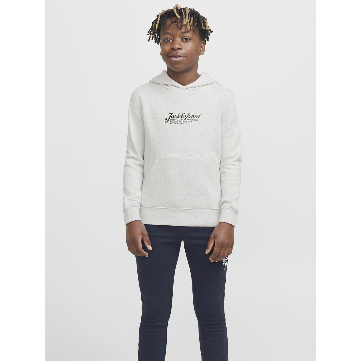 Jack & Jones Junior White Melange Jjbeau Sweat Huva Jnr