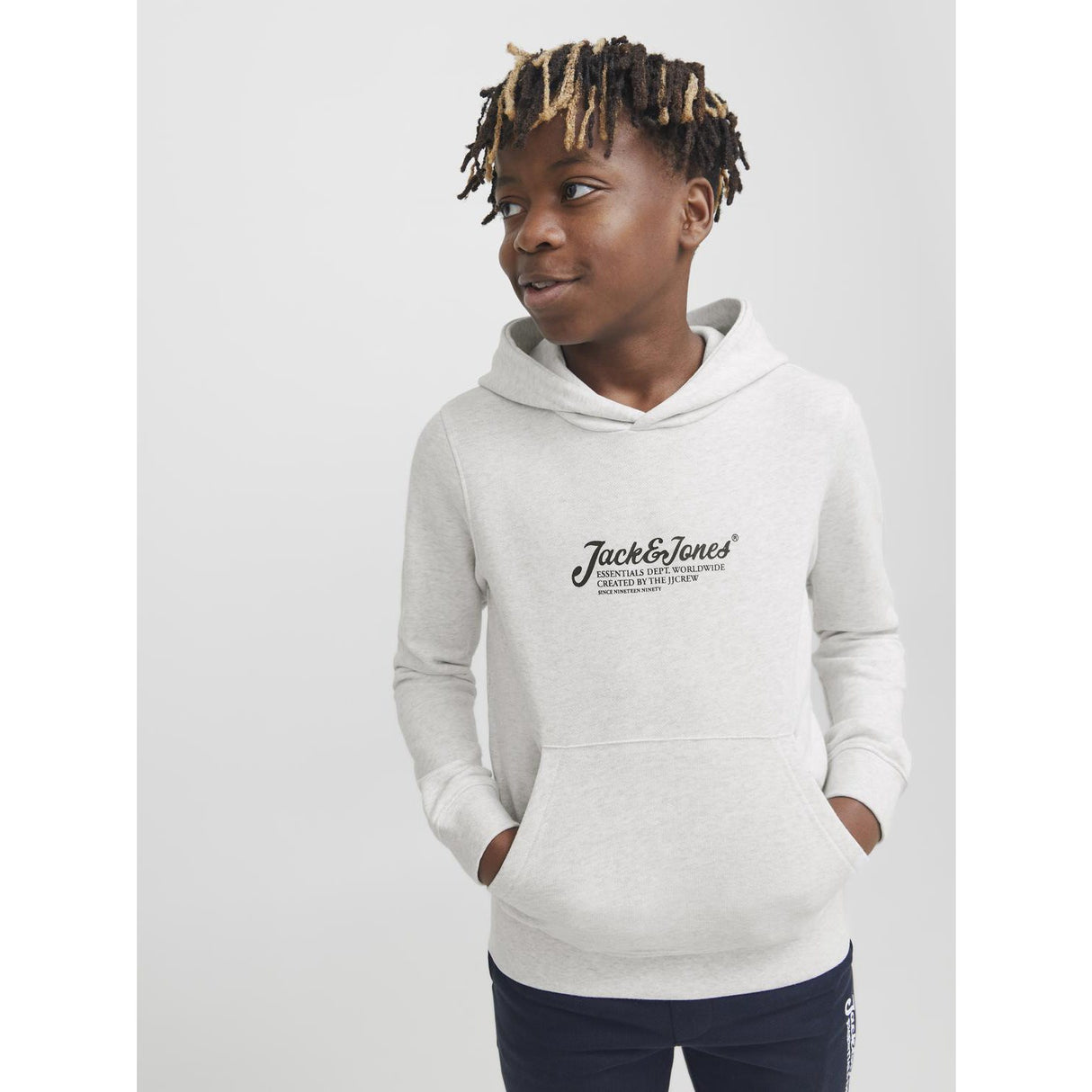 Jack & Jones Junior White Melange Jjbeau Sweat Huva Jnr