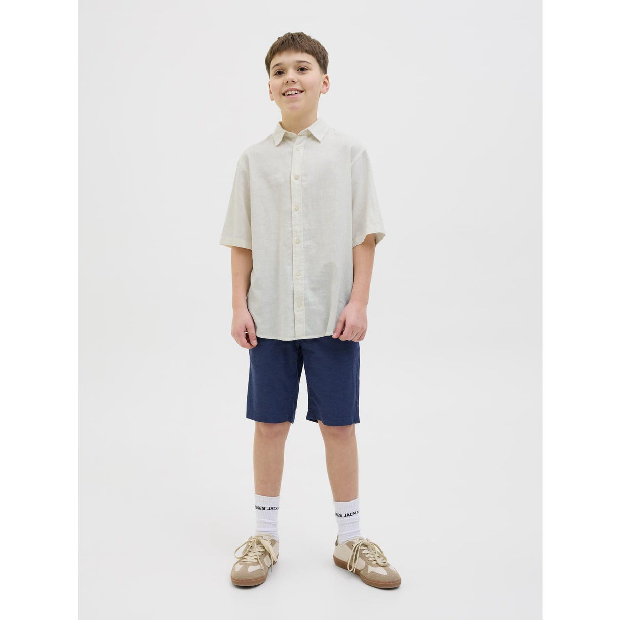 Jack & Jones Junior Antique White Jorparos Oversized Skjorta Ss Jnr