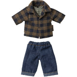 Maileg Brown Checked Skjorta Och Pants, Dad Mouse