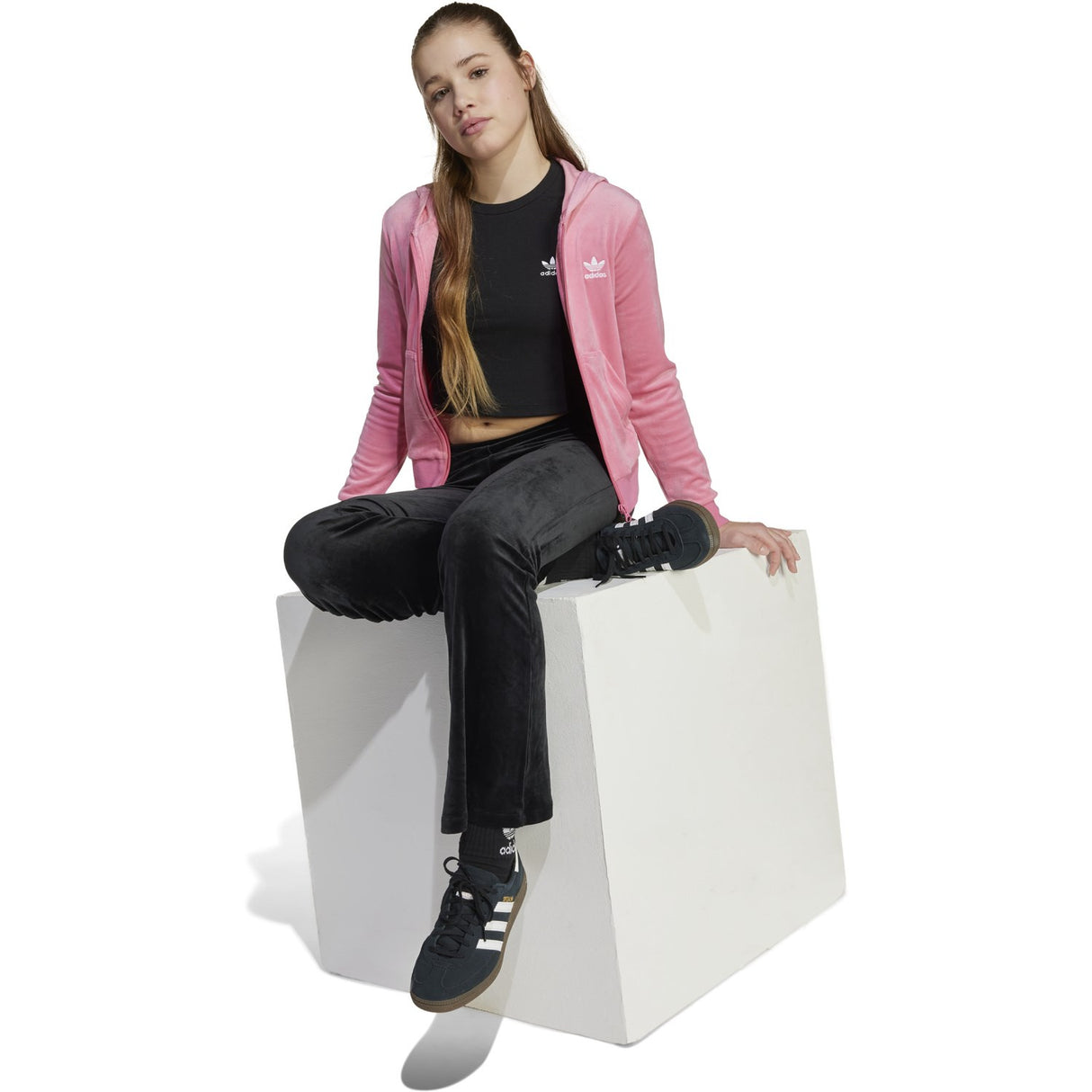 adidas Originals Black/White Velour Byxor