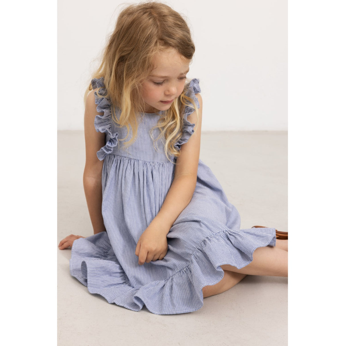 MarMar Fine Cotton Navy Stripe Danita Frill Klänning