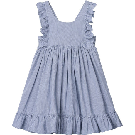 MarMar Fine Cotton Navy Stripe Danita Frill Klänning