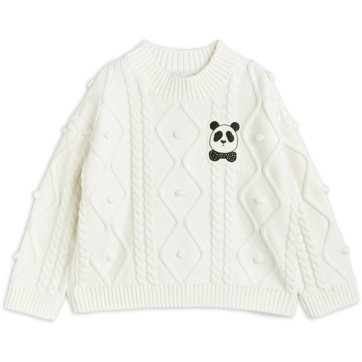 Mini Rodini Offwhite Panda Texture Stickad Sweater