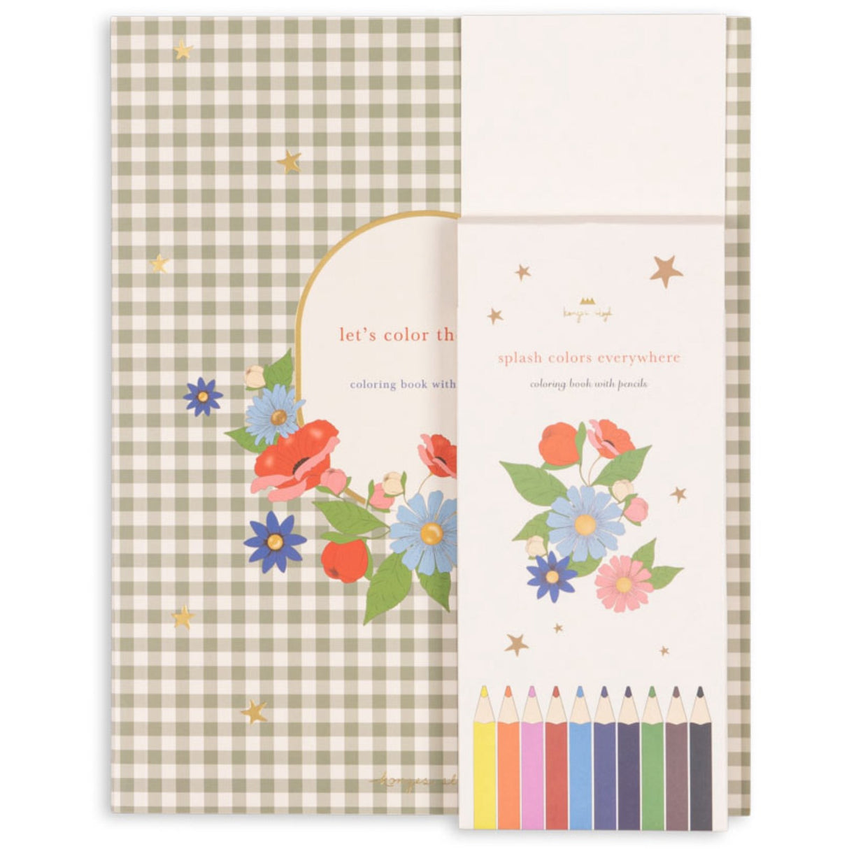 Konges Sløjd Green Tea Check Målarbok och Färg Pencils Fsc