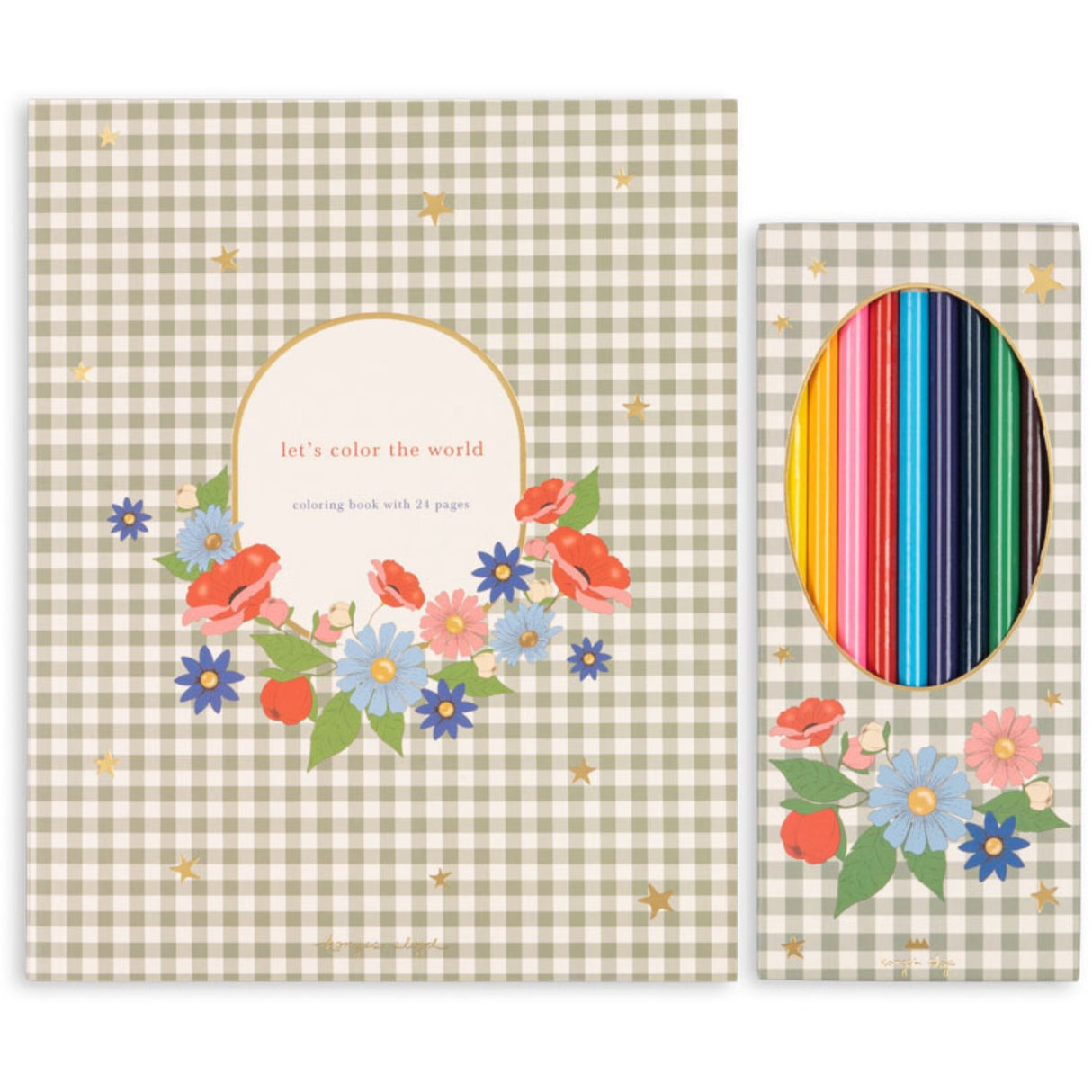 Konges Sløjd Green Tea Check Målarbok och Färg Pencils Fsc