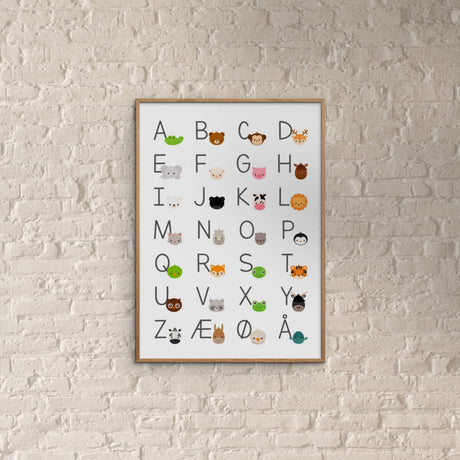 Poster & Frame Citatplakat - Alfabet Plakat Med Dyr Til Børn