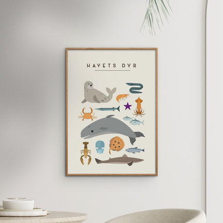 Poster & Frame Citatplakat - Havets Dyr – Børneplakat