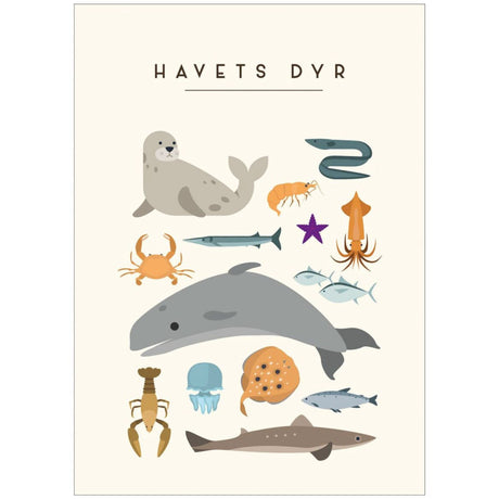 Poster & Frame Citatplakat - Havets Dyr – Børneplakat