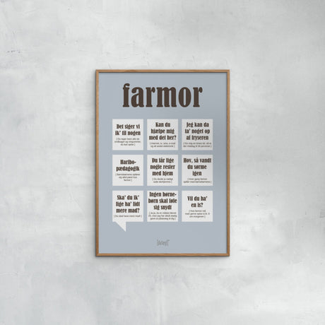 Poster & Frame Dialægt - Farmor — Grå