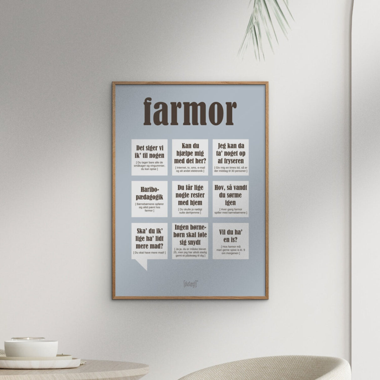 Poster & Frame Dialægt - Farmor — Grå